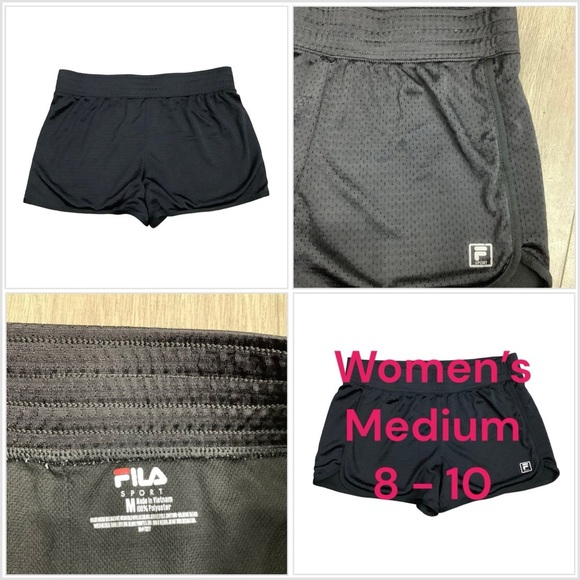Women's Fila M Medium 8 - 10 Shorts Black Elastic Waist Athletic Gym Active - Picture 1 of 7